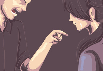 Wall Mural - Girl Domestic Abuse Verbal Illustration