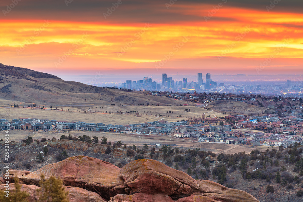 Downtown Denver, Colorado, USA From Red Rocks - obrazy, fototapety, plakaty 