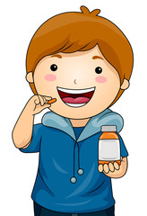 Wall Mural - Kid Boy Supplements Capsule Bottle Illustration