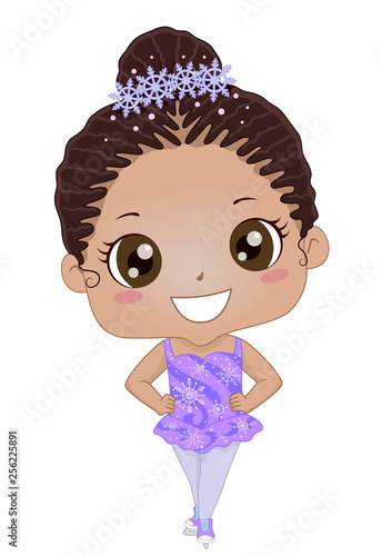 Kid Girl Figure Skating Illustration