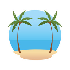 Wall Mural - beach landscape scene icon