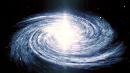 Wall Mural - 3d illustration of spiral milky way galaxy rotation in space filled with stars and nebulae. bright g