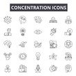 Concentration line icons for web and mobile. Editable stroke signs. Concentration  outline concept illustrations