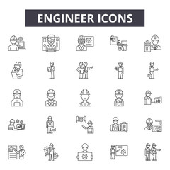 Engineer line icons for web and mobile. Editable stroke signs. Engineer  outline concept illustrations