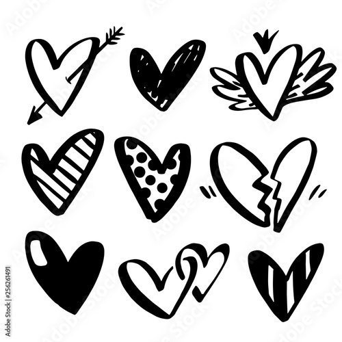Vector Collections Of Hand Drawn Hearts Isolated On Transparent Background Heart Symbol By Hand Various Style Hand Drawn Heart Shapes Stock Vector Adobe Stock