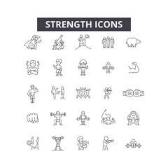 Wall Mural - Strength line icons for web and mobile. Editable stroke signs. Strength  outline concept illustrations