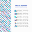 © AlexBlogoodf - Medical insurance concept with thin line icons: policy, life insurance, psychological support, maternity program, 24/7 support, mobile app, telemedicine. Vector illustration, template for print media.