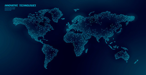 low poly world map planet earth global business connection. online network europe africa america con