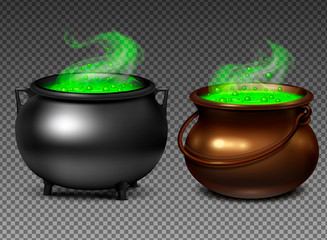 Wall Mural - Witch Cauldrons With Green Potion 