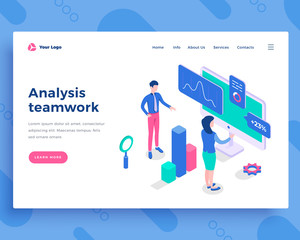Wall Mural - analysis teamwork concept, office people and interact with screen.