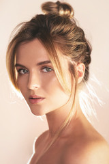 Wall Mural - portrait of young beautiful woman with perfect skin