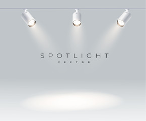 Wall Mural - free spotlights realistic with bright white light shining stage vector set. illuminated effect form 