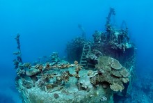 Stern Of Ship Wreck, Russian Wreck MS Khanka, Former Spy Ship Or Communications Ship, Zabargad Island, Red Sea, Egypt, Africa