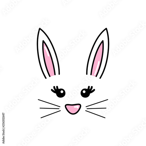 Download Cute easter bunny vector illustration, hand drawn face of ...
