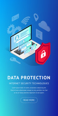 Isometric internet security vertical banner