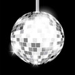 Silver mirror disco ball isolated