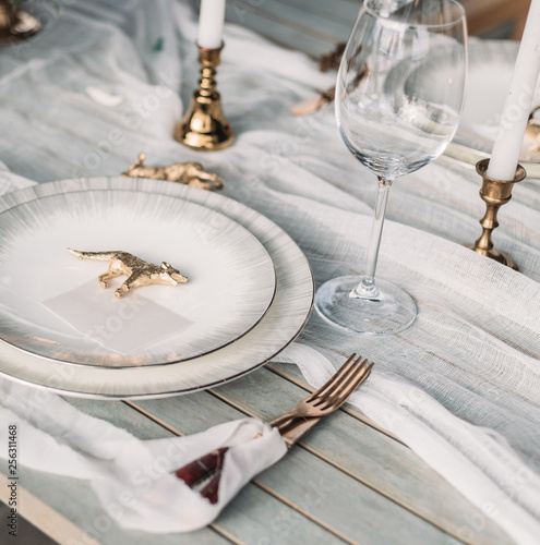 Romantic Table Setting With White Plate Empty Plate Table