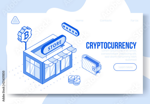 Digital Isometric Design Concept Set Of Financial Cryptocurrency