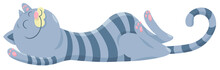 Happy Sleeping Cat Cartoon Character