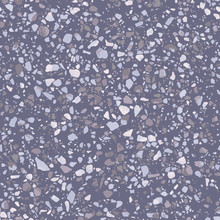 Purple Terrazzo Flooring Seamless Pattern. Vector Texture Of Mosaic Floor With Natural Lilac Colored Stones, Granite, Marble, Quartzite. Trendy Repeat Design For Ceramic, Home Decor, Wallpapers, Print