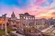 Ancient ruins of Roman Forum at sunrise, Rome, Italy