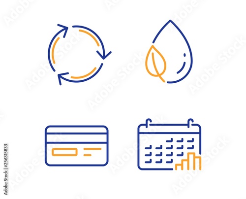 credit card leaf dew and recycling icons simple set credit card calendar