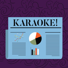 Wall Mural - Text sign showing Karaoke. Business photo text Entertainment singing along instrumental music played by a machine Colorful Layout Design Plan of Text Line, Bar, Linear and Pie Chart Diagram