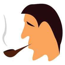 A Man Smoking Pipe Vector Or Color Illustration