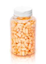 Vitamin C Tablets In Transparent Plastic Bottle