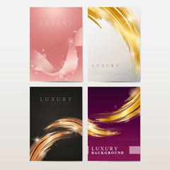 Sticker - Metallic wave abstract background set