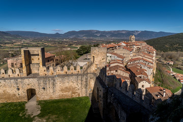 Wall Mural - Frias aerial panorama of the medieval village with a castle and fortified bridge near Burgos in Castile and Leon Spain