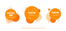 Set Of Flat Cheerful Orange Circle Background. Vector Memphis Style Background For Website, Banner, Covers, Flyer, Banner Or Print Design