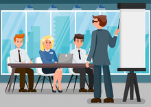Business Trainer Presentation Flat Illustration