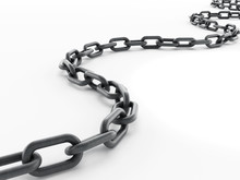 Metal Chain Isolated On White Background. 3D Illustration
