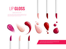 Lip Gloss Smears Color Realistic Banner