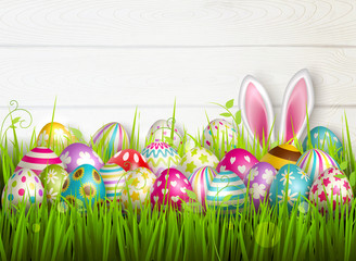 Canvas Print - Easter Eggs Grass Composition