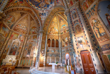 Lecce, Puglia, Italy - Inside interior of the church Parish of St. Anthony of Fulgentius (Chiesa Sant Antonio a Fulgenzio). Amazing beautiful painted ceiling