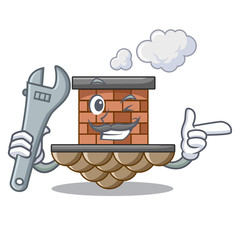 Sticker - Mechanic brick chimney next the cartoon roof