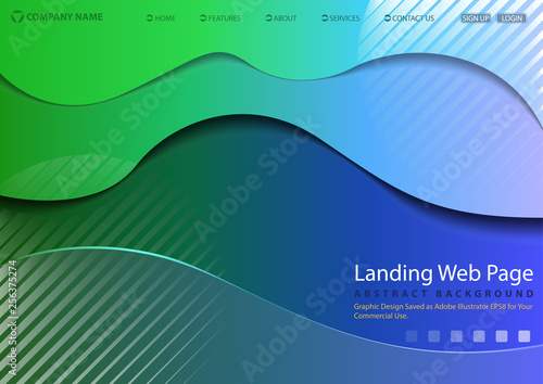 Modern Website Landing Page with Layered Colorful Shapes and Striped Graphic ...