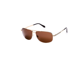 Sunglasses with brown glasses on an isolated white background