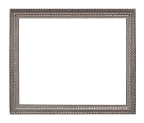 Silver frame for paintings, mirrors or photo isolated on white background	