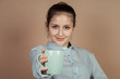 © Akm - girl with a cup of tea and coffee