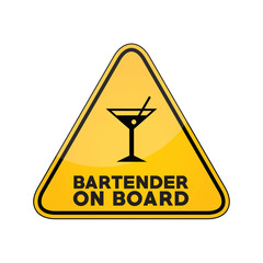 Wall Mural - Bartender on board yellow car window warning sign