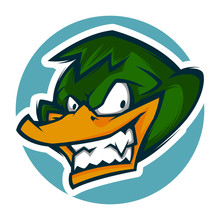 Angry Duck Head Illustration Mascot Esports Logo
