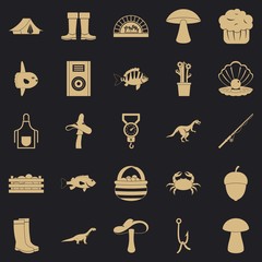 Poster - Fishing icons set. Simple set of 25 fishing vector icons for web for any design