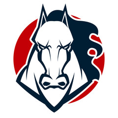 Wall Mural - angry horse head black and white mascot esports logo illustration