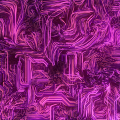 Poster - Psychedelic interweaving pink colored lines. Digital abstract background. Modern covers design. 3d rendering