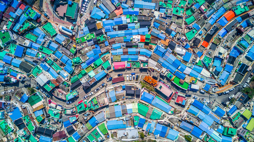 Gamcheon Culture Village Busan South Korea Aerial Top View