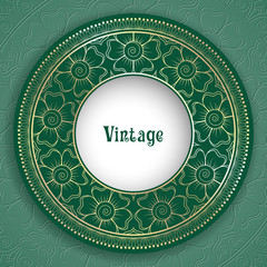 Wall Mural - Vintage ornamental round frame for greeting card, invitation or packaging design