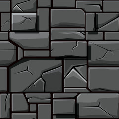 Poster - Seamless texture of gray geometric stone, background stone wall tiles. Vector illustration for user interface of the game element